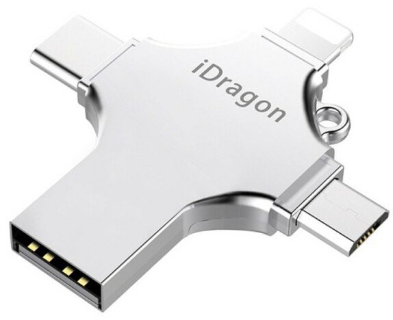 Stick USB-C 32GB iUni iDragon 4 in 1 Lightning, MicroUSB, Type-C, USB, Smartphone iOS si Android