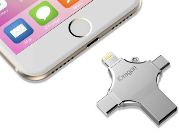 Stick USB-C 32GB iUni iDragon 4 in 1 Lightning, MicroUSB, Type-C, USB, Smartphone iOS si Android